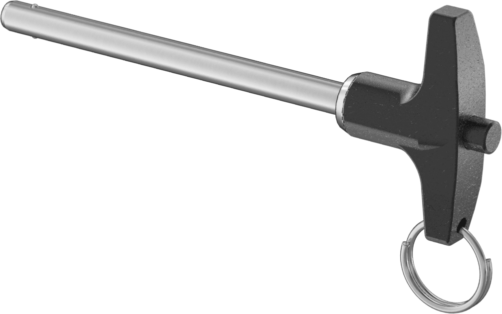 Halka ile T-Kollu Kilitli Hızlı Açma Pimi, 17-4 PH Paslanmaz Çelik, 1/4" Çap, 3" Kullanılabilir Uzunluk
