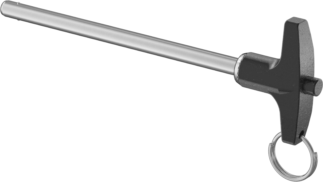 Halka ile T-Kollu Kilitli Hızlı Açma Pimi, 17-4 PH Paslanmaz Çelik, 1/4" Çap, 4" Kullanılabilir Uzunluk