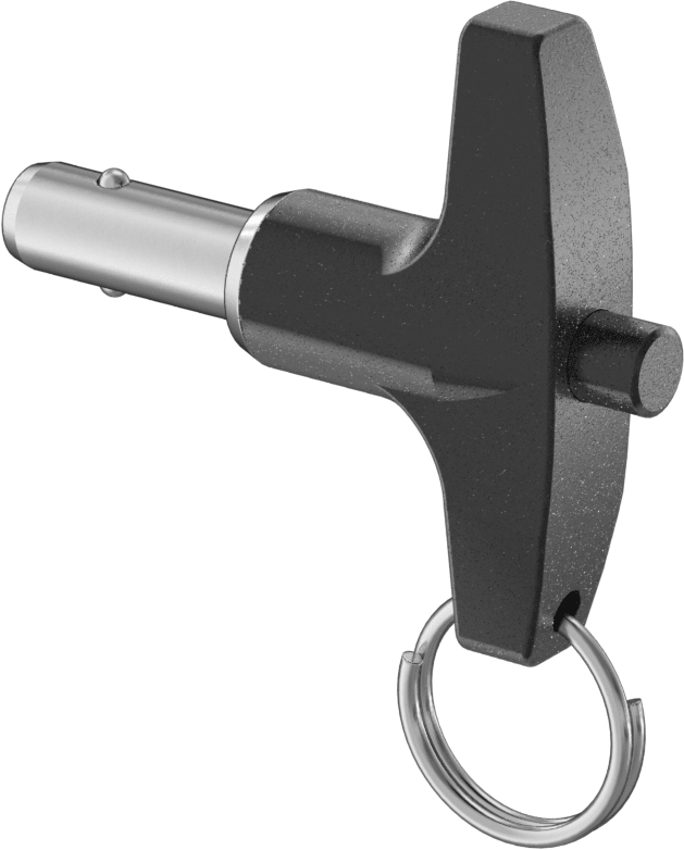 Halka ile T-Kollu Kilitli Hızlı Açma Pimi, 17-4 PH Paslanmaz Çelik, 5/16" Çap, 1/2" Kullanılabilir Uzunluk