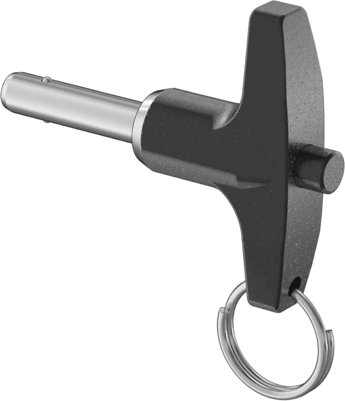 Halka ile T-Kollu Kilitli Hızlı Açma Pimi, 17-4 PH Paslanmaz Çelik, 1/4" Çap, 3/4" Kullanılabilir Uzunluk