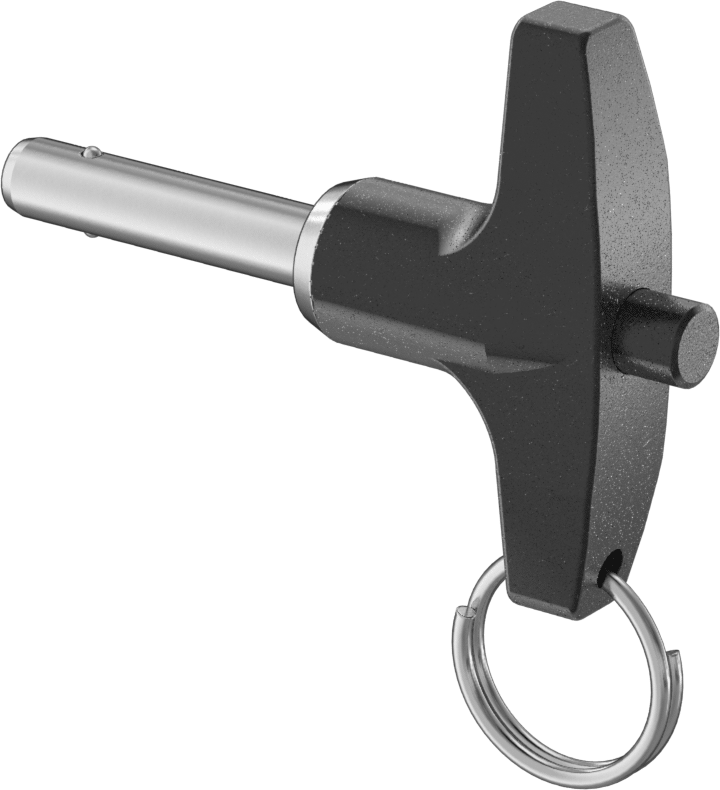 Halka ile T-Kollu Kilitli Hızlı Açma Pimi, 17-4 PH Paslanmaz Çelik, 1/4" Çap, 7/8" Kullanılabilir Uzunluk
