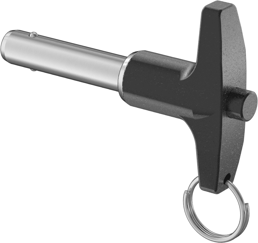 Halka ile T-Kollu Kilitli Hızlı Açma Pimi, 17-4 PH Paslanmaz Çelik, 3/8" Çap, 1-1/4" Kullanılabilir Uzunluk