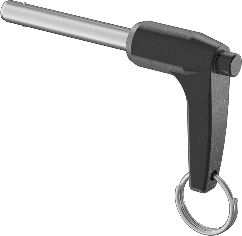 L-Saplı Kilitli Hızlı Açma Pimi, 17-4 PH Paslanmaz Çelik, 1/4" Çap, 1-1/2" Kullanılabilir Uzunluk
