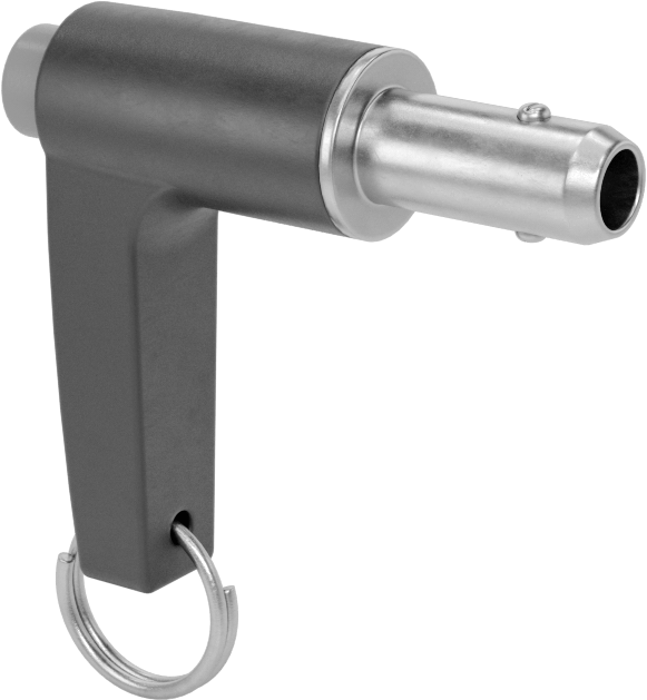 L-Saplı Kilitli Hızlı Açma Pimi, 17-4 PH Paslanmaz Çelik, 3/8" Çap, 1/2" Kullanılabilir Uzunluk