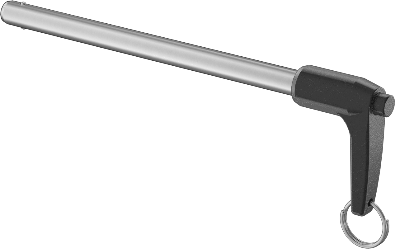 L-Saplı Kilitli Hızlı Açma Pimi, 17-4 PH Paslanmaz Çelik, 3/8" Çap, 5 inç Kullanılabilir Uzunluk