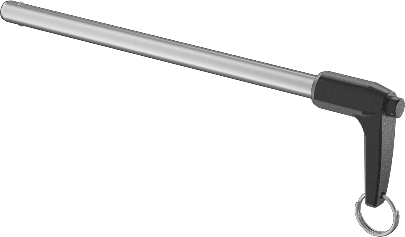 L-Saplı Kilitli Hızlı Açma Pimi, 17-4 PH Paslanmaz Çelik, 3/8" Çap, 6" Kullanılabilir Uzunluk