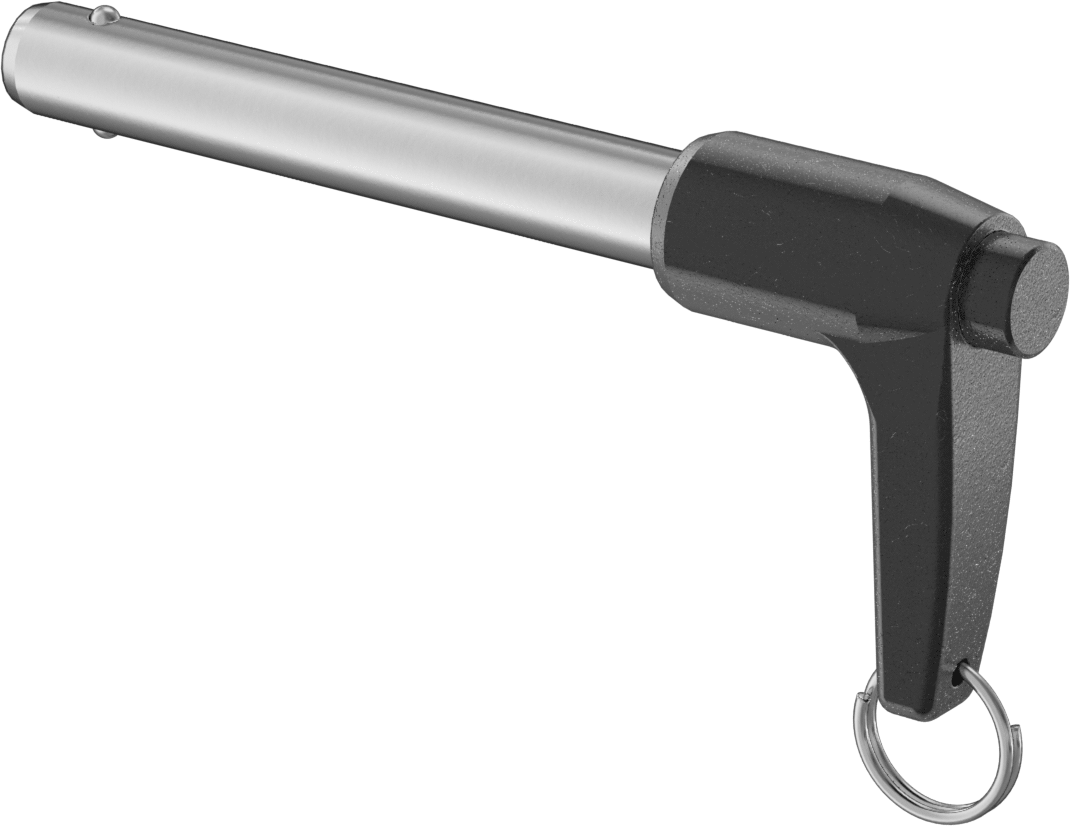 L-Saplı Kilitli Hızlı Açma Pimi, 17-4 PH Paslanmaz Çelik, 1/2" Çap, 3" Kullanılabilir Uzunluk