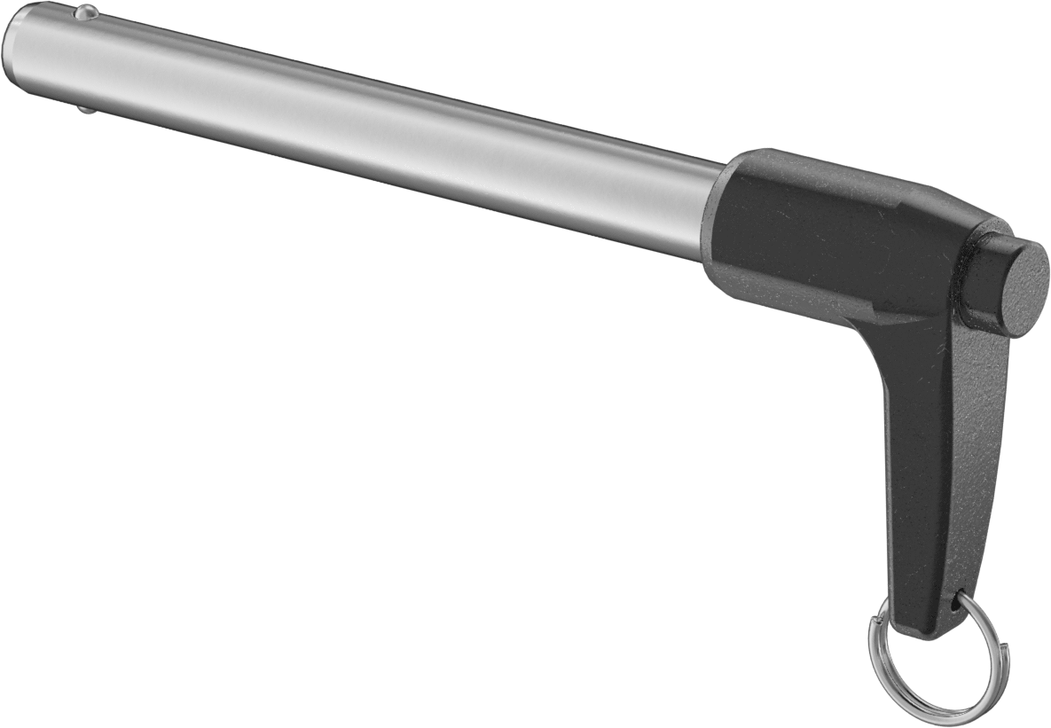L-Saplı Kilitli Hızlı Açma Pimi, 17-4 PH Paslanmaz Çelik, 1/2" Çap, 4" Kullanılabilir Uzunluk