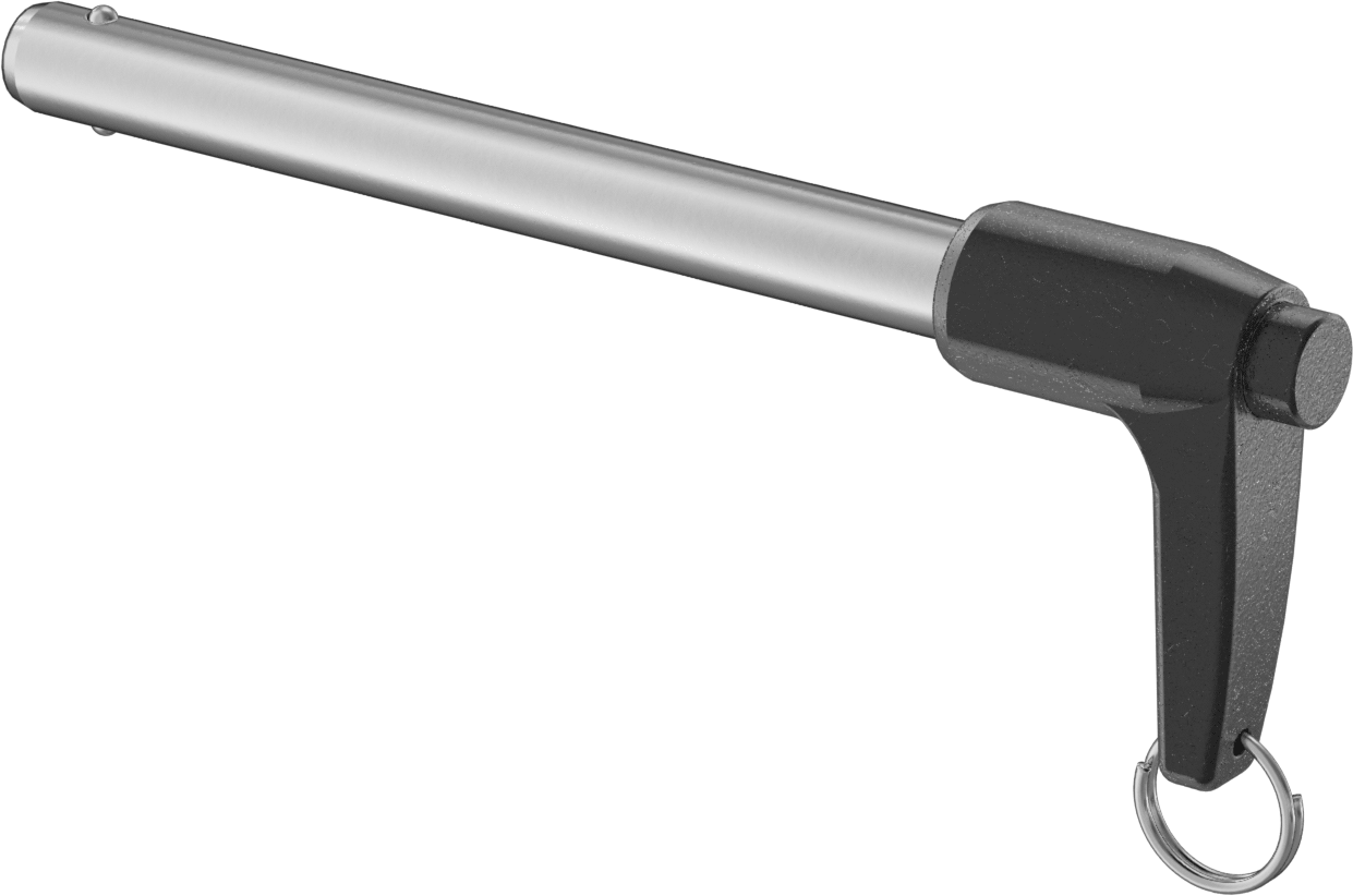 L-Saplı Kilitli Hızlı Açma Pimi, 17-4 PH Paslanmaz Çelik, 1/2" Çap, 4-1/2" Kullanılabilir Uzunluk