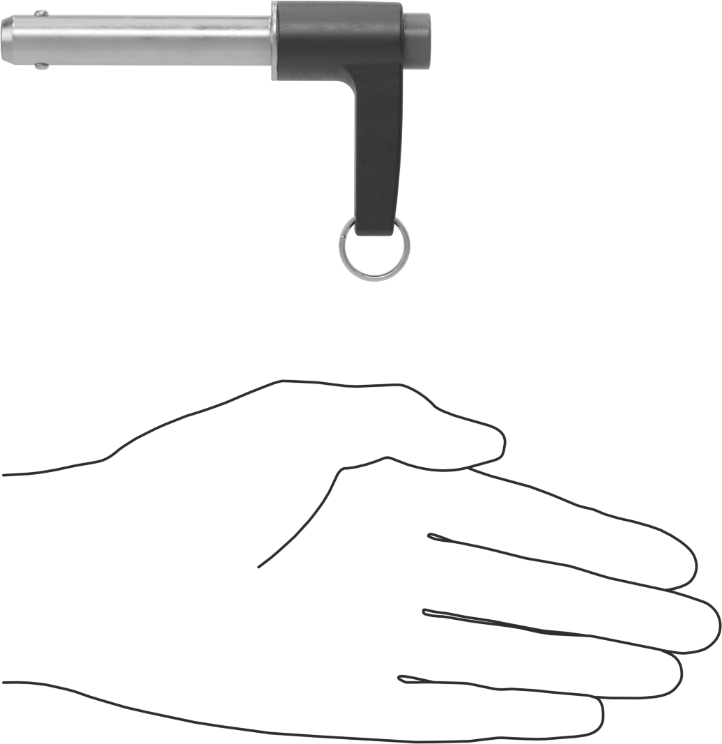 L-Saplı Kilitli Hızlı Açma Pimi, 17-4 PH Paslanmaz Çelik, 1/2" Çap, 2-1/4" Kullanılabilir Uzunluk