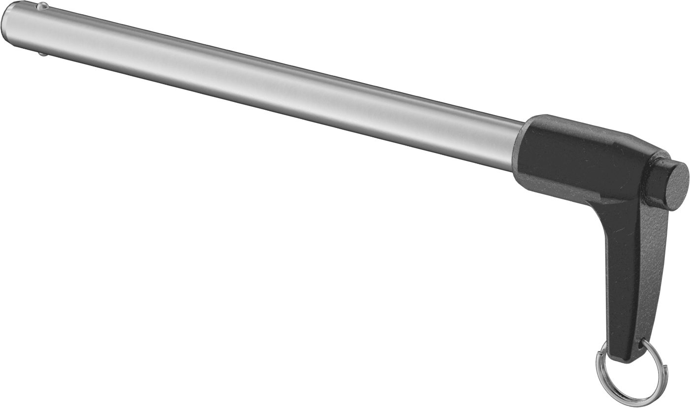 L-Saplı Kilitli Hızlı Açma Pimi, 17-4 PH Paslanmaz Çelik, 1/2" Çap, 6" Kullanılabilir Uzunluk