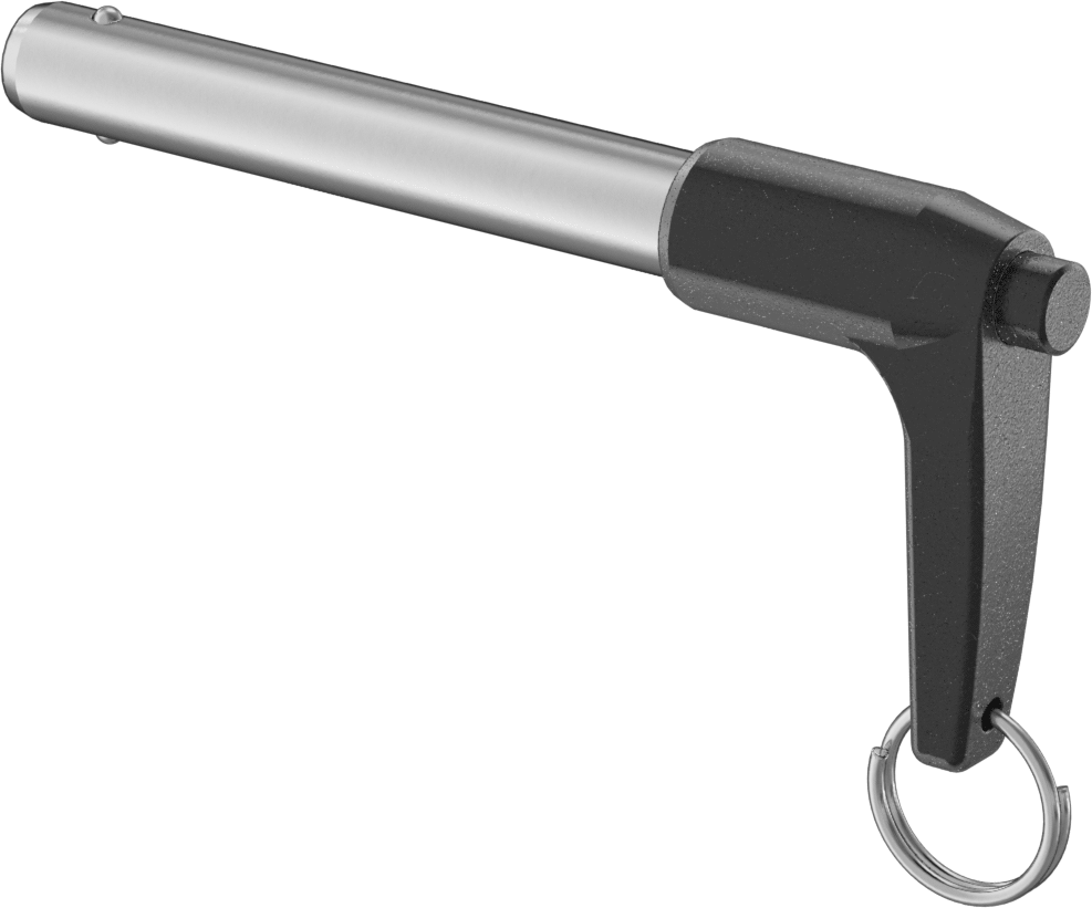 L-Saplı Kilitli Hızlı Açma Pimi, 17-4 PH Paslanmaz Çelik, 7/16" Çap, 2-1/2" Kullanılabilir Uzunluk