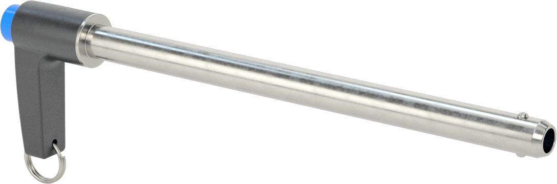 L-Saplı Kilitli Hızlı Açma Pimi, 17-4 PH Paslanmaz Çelik, 1/2" Çap, 7" Kullanılabilir Uzunluk