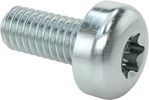 Çelik Silindir Başlı Torx Vidalar, Çinko Kaplama, M2,5 x 0,45 mm Diş, 6 mm Uzunluk