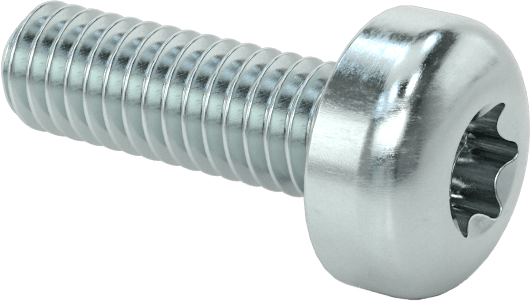 Çelik Silindir Başlı Torx Vidalar, Çinko Kaplama, M2,5 x 0,45 mm Diş, 8 mm Uzunluk