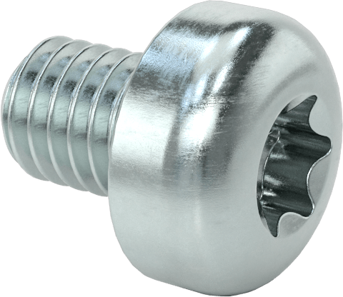 Çelik Silindir Başlı Torx Vidalar, Çinko Kaplama, M3 x 0,5 mm Dişli, 4 mm Uzunluk