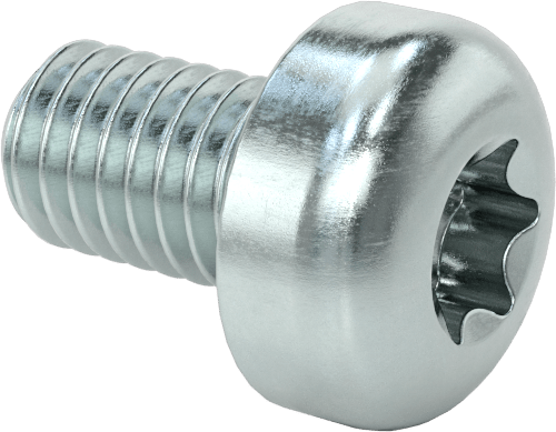 Çelik Silindir Başlı Torx Vidalar, Çinko Kaplama, M3 x 0,5 mm Dişli, 5 mm Uzunluk