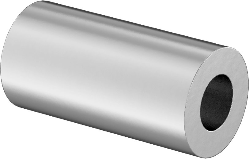 Çinko Kaplamalı Pirinç Dişsiz Ara Parça, 1/8" OD, 1/4" Uzunluk, 0 Numaralı Vida Boyutu için