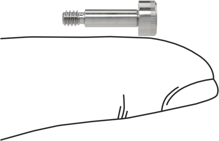 316 Paslanmaz Çelik Diş Kilitli Omuzlu Vida, 1/8" Omuz Çapı, 3/8" Omuz Uzunluğu, 4-40 Diş