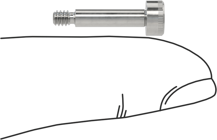 316 Paslanmaz Çelik Diş Kilitli Omuzlu Vida, 1/8" Omuz Çapı, 1/2" Omuz Uzunluğu, 4-40 Diş
