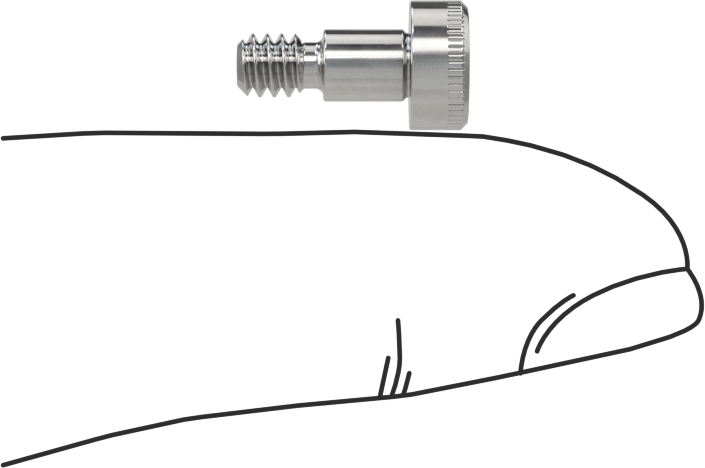316 Paslanmaz Çelik Diş Kilitli Omuzlu Vida, 5/32" Omuz Çapı, 3/16" Omuz Uzunluğu, 6-32 Diş