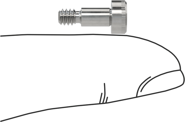 316 Paslanmaz Çelik Diş Kilitli Omuzlu Vida, 5/32" Omuz Çapı, 1/4" Omuz Uzunluğu, 6-32 Diş