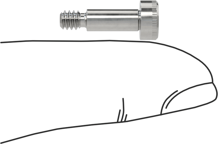 316 Paslanmaz Çelik Diş Kilitli Omuzlu Vida, 5/32" Omuz Çapı, 3/8" Omuz Uzunluğu, 6-32 Diş
