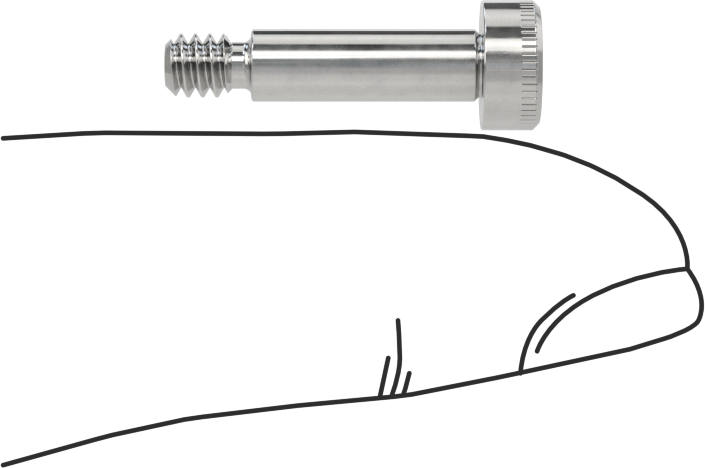 316 Paslanmaz Çelik Diş Kilitli Omuzlu Vida, 5/32" Omuz Çapı, 1/2" Omuz Uzunluğu, 6-32 Diş