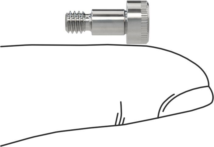 316 Paslanmaz Çelik Diş Kilitli Omuzlu Vida, 3/16" Omuz Çapı, 1/4" Omuz Uzunluğu, 8-32 Diş