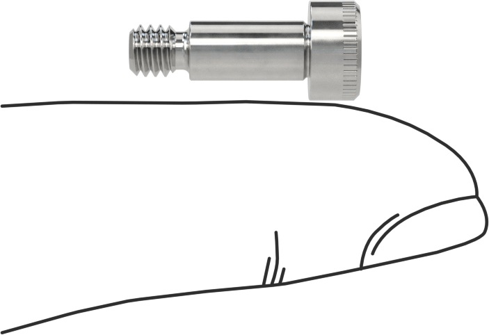 316 Paslanmaz Çelik Diş Kilitli Omuzlu Vida, 3/16" Omuz Çapı, 3/8" Omuz Uzunluğu, 8-32 Diş