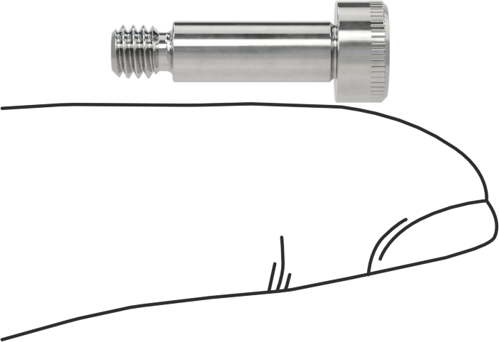 316 Paslanmaz Çelik Diş Kilitli Omuzlu Vida, 3/16" Omuz Çapı, 1/2" Omuz Uzunluğu, 8-32 Diş