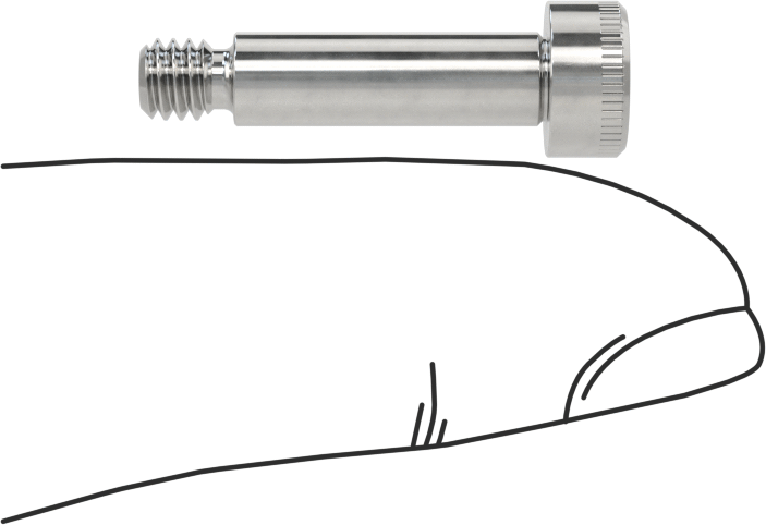 316 Paslanmaz Çelik Diş Kilitli Omuzlu Vida, 3/16" Omuz Çapı, 5/8" Omuz Uzunluğu, 8-32 Diş