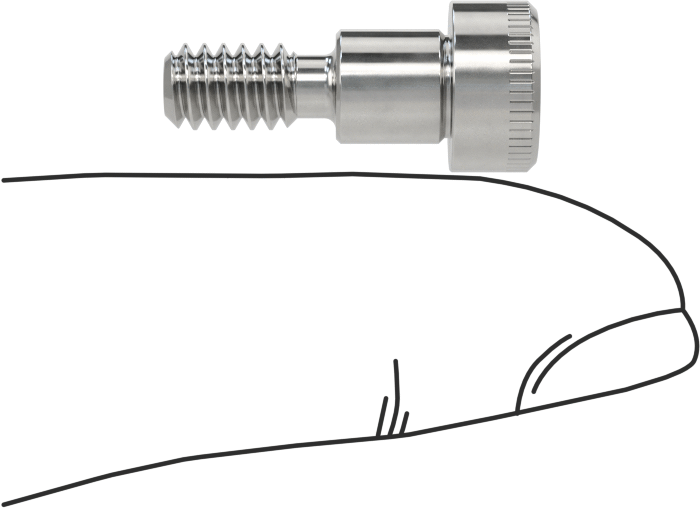 316 Paslanmaz Çelik Diş Kilitli Omuzlu Vida, 1/4" Omuz Çapı, 1/4" Omuz Uzunluğu, 10-24 Diş