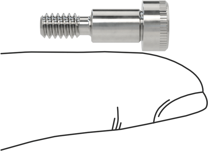 316 Paslanmaz Çelik Diş Kilitli Omuzlu Vida, 1/4" Omuz Çapı, 3/8" Omuz Uzunluğu, 10-24 Diş