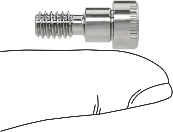 316 Paslanmaz Çelik Diş Kilitli Omuzlu Vida, 5/16" Omuz Çapı, 1/4" Omuz Uzunluğu, 1/4"-20 Diş