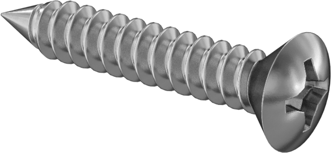 18-8 Paslanmaz Çelik Sac Metal için Oval Başlı Vidalar, 12 Numaralı Boyut, 1-1/4" Uzunluk