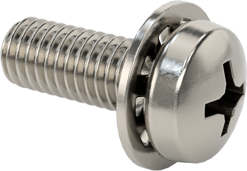 Paslanmaz Çelik Silindir Başlı Vidalar, İç Dişli Pullu, M3 x 0,5 mm Dişli, 8 mm Uzunluk