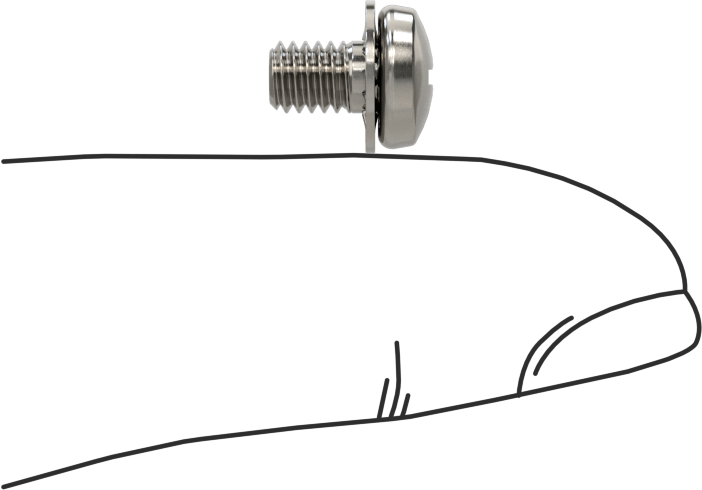 Paslanmaz Çelik Silindir Başlı Vidalar, İç Dişli Pullu, M4 x 0,7 mm Diş, 6 mm Uzunluk