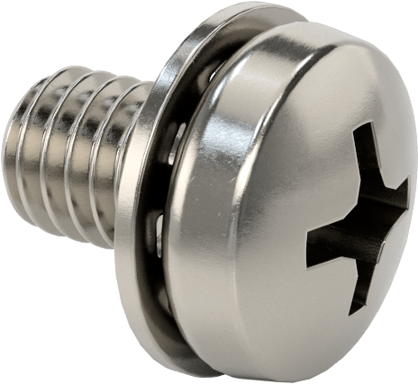 Paslanmaz Çelik Silindir Başlı Vidalar, İç Dişli Pullu, M4 x 0,7 mm Diş, 6 mm Uzunluk