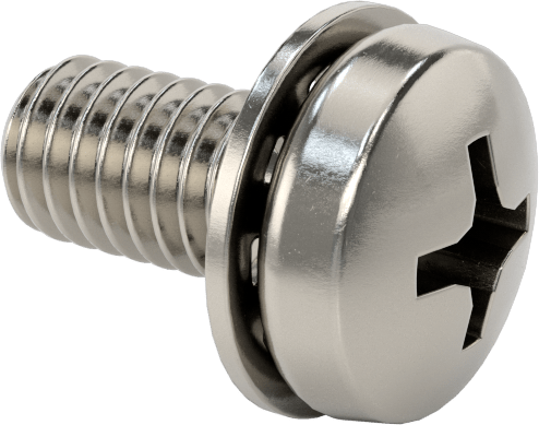 Paslanmaz Çelik Silindir Başlı Vidalar, İç Dişli Pullu, M4 x 0,7 mm Diş, 8 mm Uzunluk
