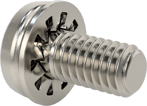 Paslanmaz Çelik Silindir Başlı Vidalar, İç Dişli Pullu, M4 x 0,7 mm Diş, 8 mm Uzunluk