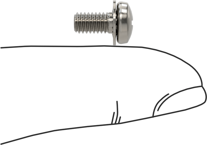 Paslanmaz Çelik Silindir Başlı Vidalar, İç Dişli Pullu, M4 x 0,7 mm Diş, 8 mm Uzunluk