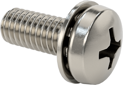 Paslanmaz Çelik Silindir Başlı Vidalar, İç Dişli Pullu, M4 x 0,7 mm Diş, 10 mm Uzunluk
