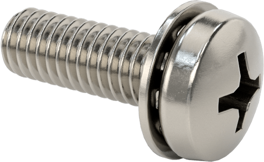 Paslanmaz Çelik Silindir Başlı Vidalar, İç Dişli Pullu, M4 x 0,7 mm Diş, 12 mm Uzunluk