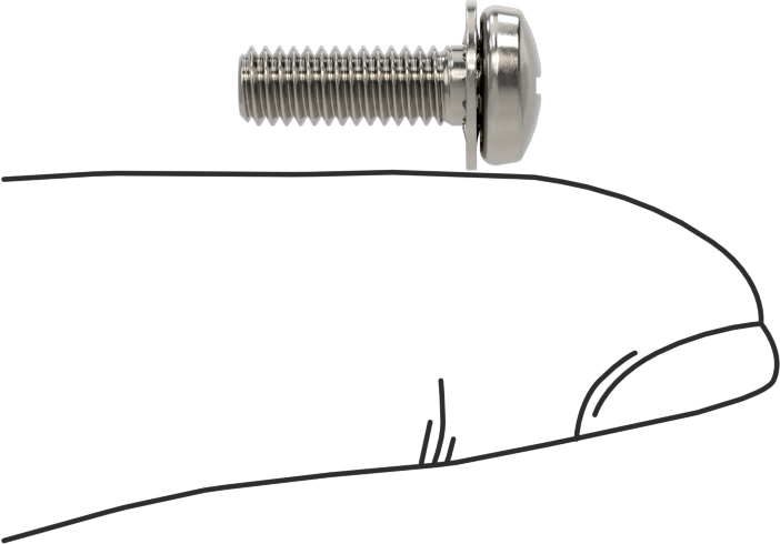 Paslanmaz Çelik Silindir Başlı Vidalar, İç Dişli Pullu, M4 x 0,7 mm Diş, 12 mm Uzunluk