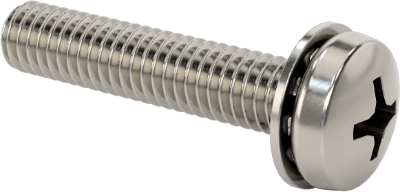 Paslanmaz Çelik Silindir Başlı Vidalar, İç Dişli Pullu, M4 x 0,7 mm Diş, 20 mm Uzunluk