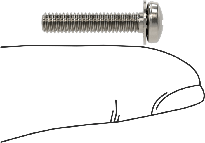 Paslanmaz Çelik Silindir Başlı Vidalar, İç Dişli Pullu, M4 x 0,7 mm Diş, 20 mm Uzunluk