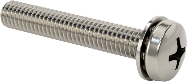 Paslanmaz Çelik Silindir Başlı Vidalar, İç Dişli Pullu, M4 x 0,7 mm Diş, 25 mm Uzunluk