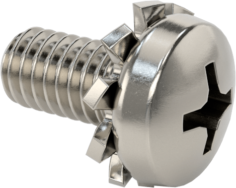 Paslanmaz Çelik Silindir Başlı Vidalar, Dış Dişli Pul ile, M2,5 x 0,45 mm Diş, 5 mm Uzunluk
