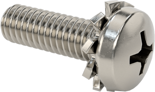 Paslanmaz Çelik Silindir Başlı Vidalar, Dış Dişli Pul ile, M2,5 x 0,45 mm Diş, 8 mm Uzunluk